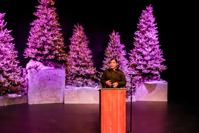 Presenter addressing attendees from the podium