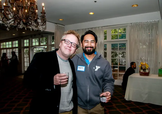 Guests mingling at the joint Chamber mixer